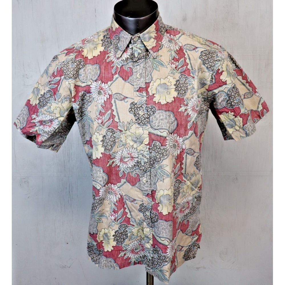 Mens Cooke Street Honolulu Hawaiian Shirt Button Front Size M Floral Red Paisley